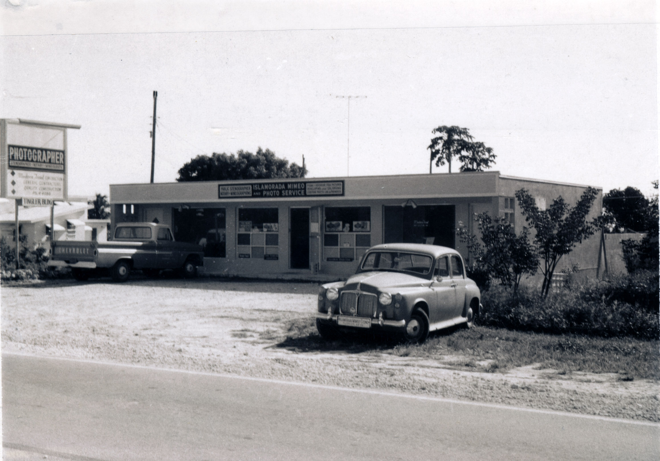 Islamorada Mimeo and Photo Service storefront on Upper Matecumbe Key in December 1964