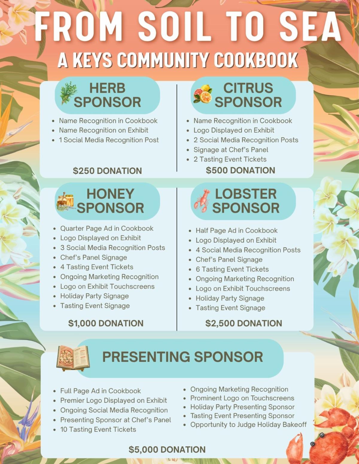 From Soil to Sea sponsorship levels and benefits