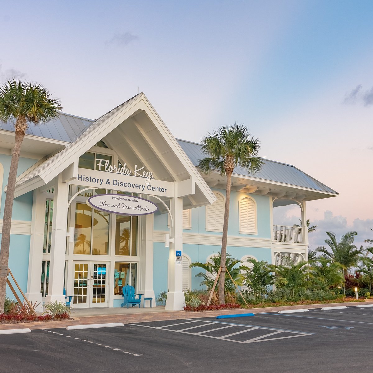 Light-blue entrance to the Florida Keys History & Discovery Center on the Islander Resort property
