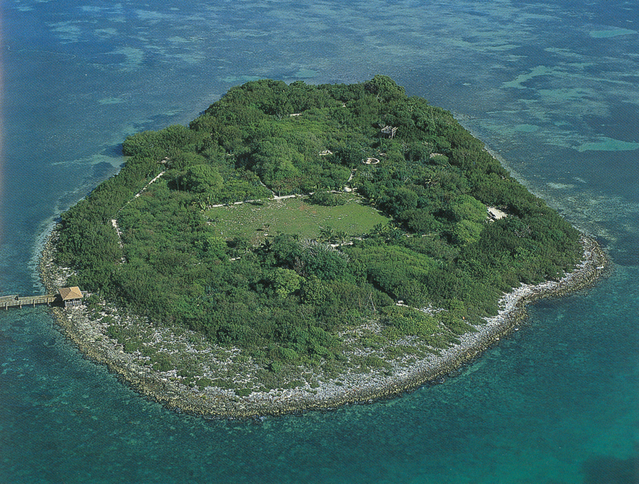 Aerial view of Indian Key and the surrounding turquoise waters near Islamorada