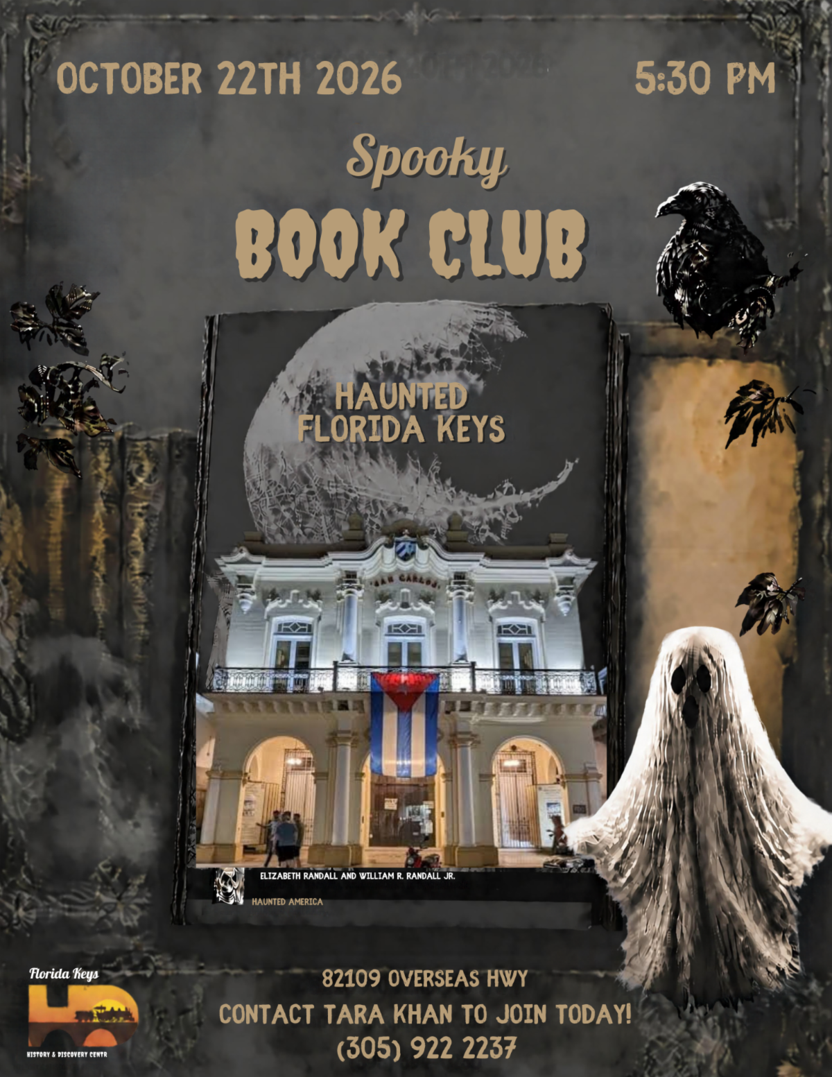 Spooky Book Club flyer for Haunted Florida Keys