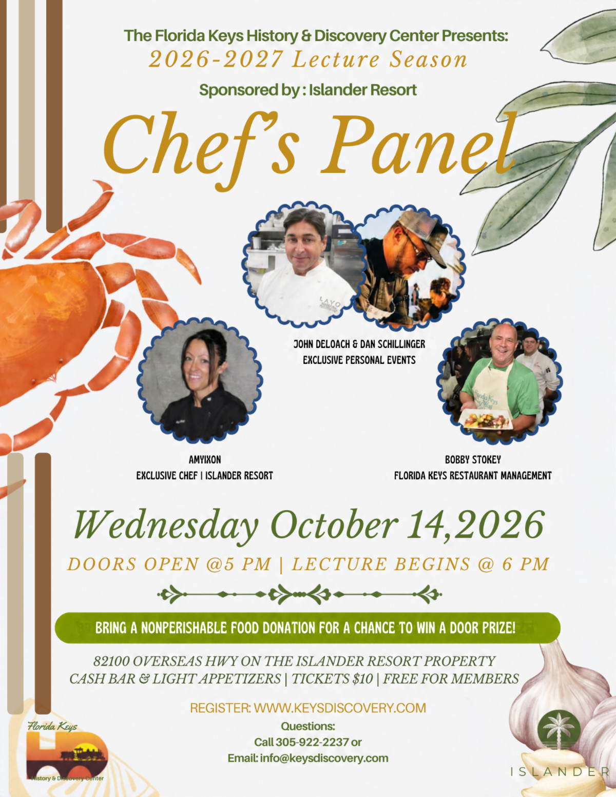 Chef's Panel lecture flyer, October 14, 2026